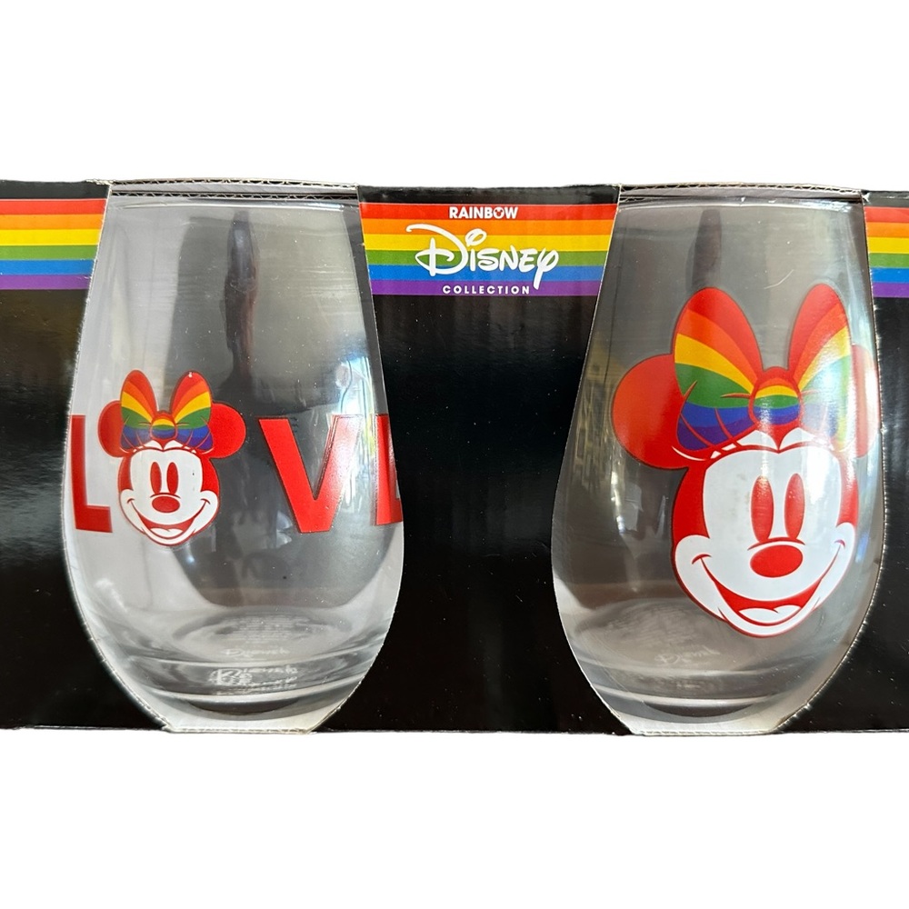 COPY - Disney MiNNIE Mouse Pride Love Rainbow limited ed TEAR DROP Glass Set NE…